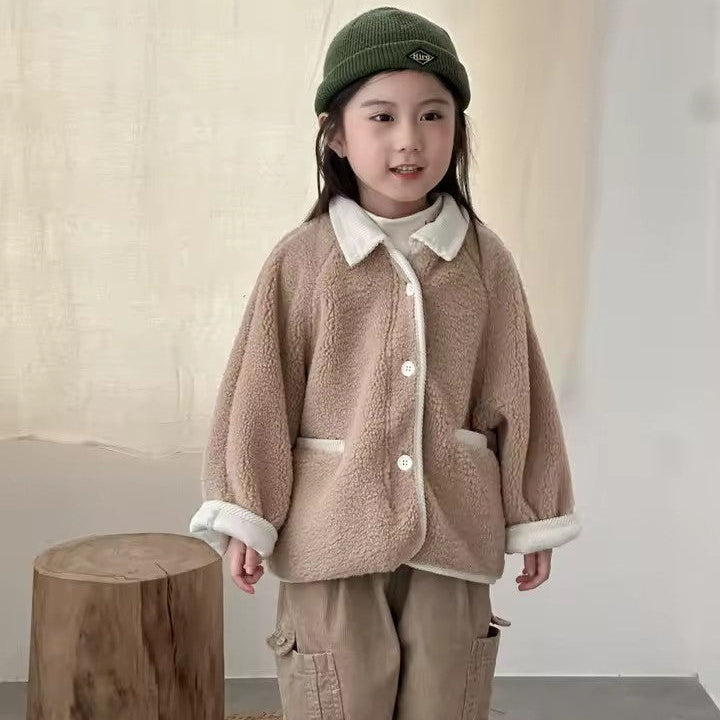 Bertie Button Up Sherpa Teddy Coat (Caramel)
